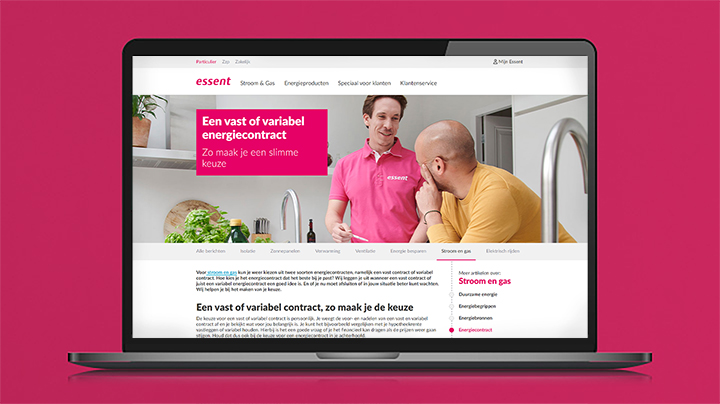 Variabel tarief van Essent met een aanbod getoond op een laptop