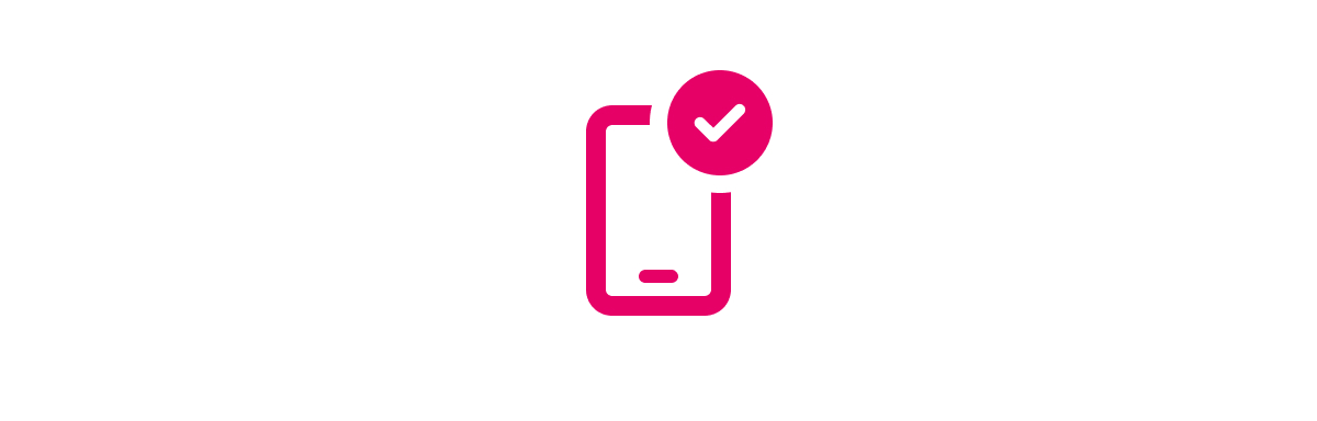 Icoon van mobiele telefoon met vinkje